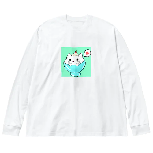 パフェにゃんこ ビッグシルエットロングスリーブTシャツ