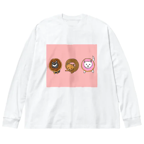 Shiba Donut (pink color) ビッグシルエットロングスリーブTシャツ