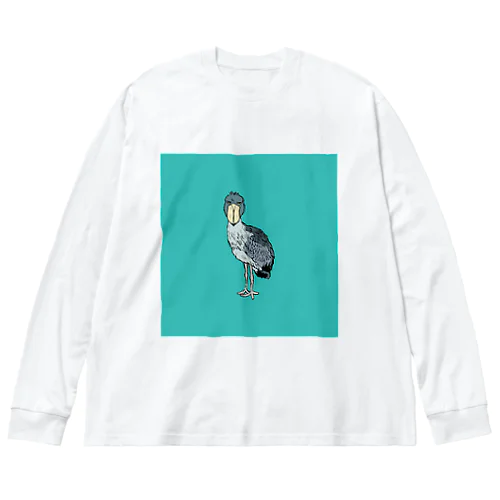 ハシビロコウ青 Big Long Sleeve T-Shirt