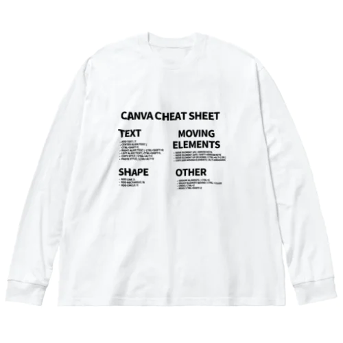 canvaのショートカットチートシート(フォントカラー黒) ビッグシルエットロングスリーブTシャツ