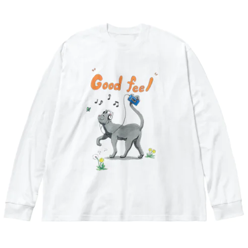 ネコちゃん(グレー) ビッグシルエットロングスリーブTシャツ