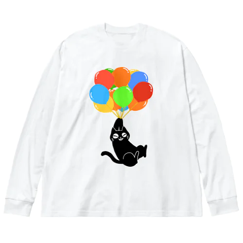 FLY AWAY CAT(風船で飛ぶ猫) ビッグシルエットロングスリーブTシャツ