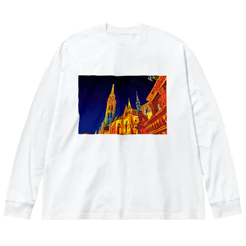 ハンガリー 夜のマーチャーシュ聖堂 Big Long Sleeve T-Shirt