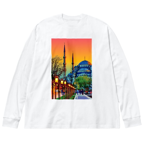 トルコ 夕暮れのスルタンアフメト・モスク Big Long Sleeve T-Shirt