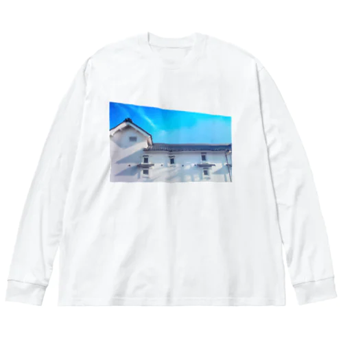 青い空　白い壁 ビッグシルエットロングスリーブTシャツ