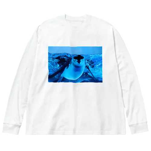 ヒゲペンギン　写真　リアル ビッグシルエットロングスリーブTシャツ