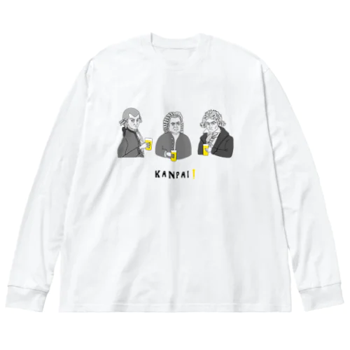 偉人 × BEER（三人の音楽家）黒線画 Big Long Sleeve T-Shirt