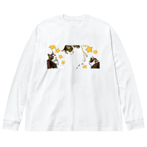 にゃあきちくん✩いっぱい ビッグシルエットロングスリーブTシャツ