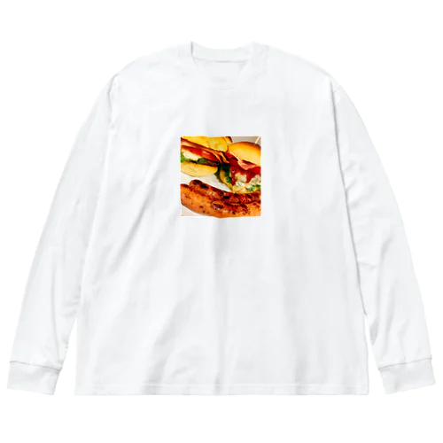 ハンバーガー＆ソーセージ ビッグシルエットロングスリーブTシャツ