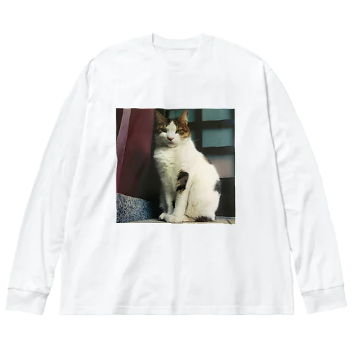 チラッと猫 ビッグシルエットロングスリーブTシャツ