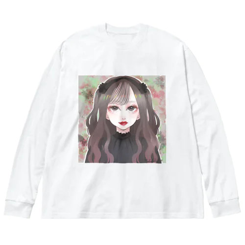 病みメイク ビッグシルエットロングスリーブTシャツ