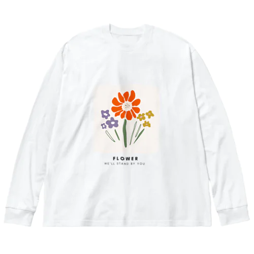 3つのお花 ビッグシルエットロングスリーブTシャツ