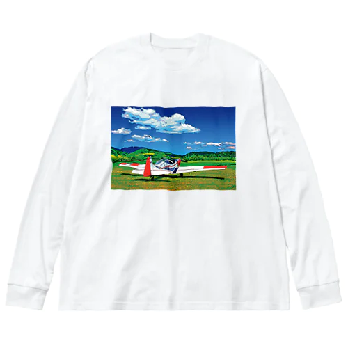 草原の飛行機 ビッグシルエットロングスリーブTシャツ