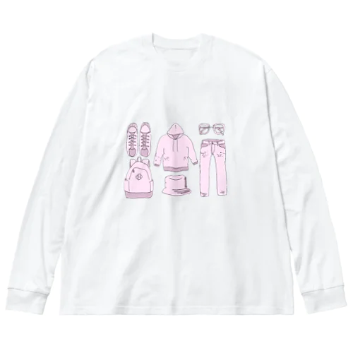 find myself(くすみピンク) ビッグシルエットロングスリーブTシャツ