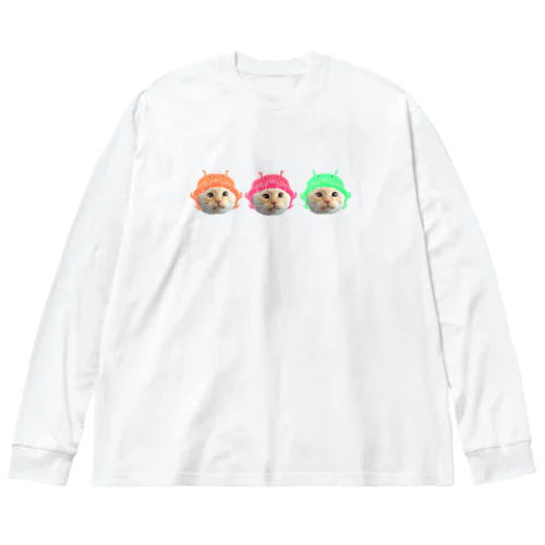 メンダコかぶっとるまりおちゃん 三つ子カラフル ビッグシルエットロングスリーブTシャツ