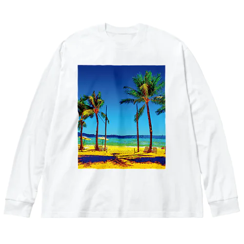 フィリピン ボラカイ島のビーチ ビッグシルエットロングスリーブTシャツ
