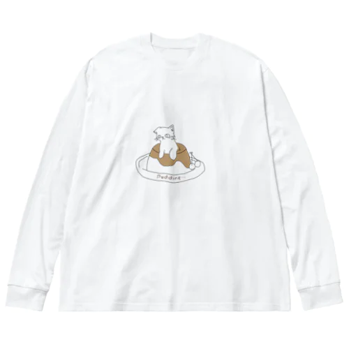 プリンに埋もれたネコ。 ビッグシルエットロングスリーブTシャツ