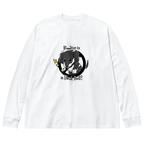 bad boyわんこ(モノクロ) ビッグシルエットロングスリーブTシャツ