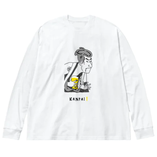 名画 × BEER（写楽）黒線画 ビッグシルエットロングスリーブTシャツ