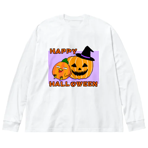 ハロウィンとパンプキンとニワトリ ビッグシルエットロングスリーブTシャツ