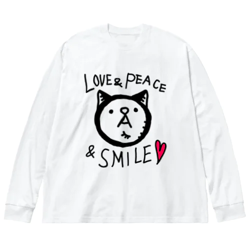 愛と平和と笑顔なキグルミネコ Big Long Sleeve T-Shirt