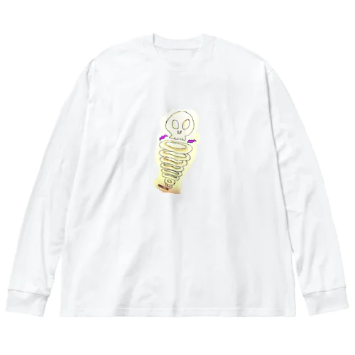 がいこつけむりん　オレンジ ビッグシルエットロングスリーブTシャツ