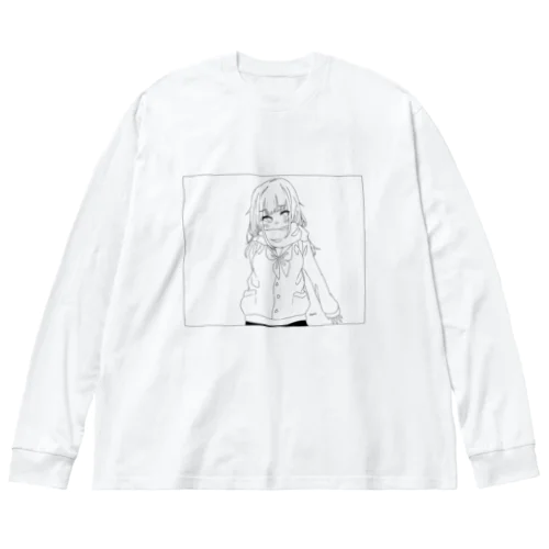 寒いから手繋ごうよ(ブラック ビッグシルエットロングスリーブTシャツ