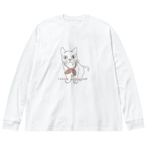 （茶色）ねこちゃん ビッグシルエットロングスリーブTシャツ