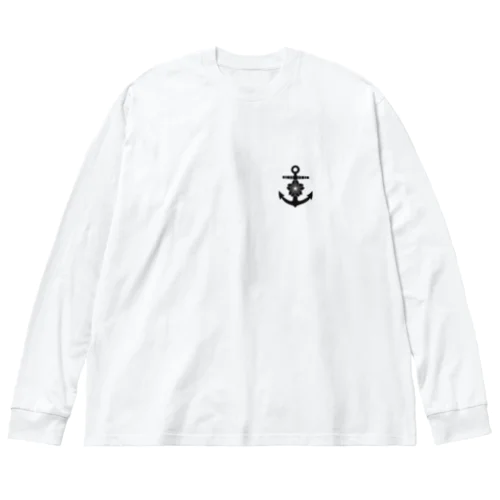 大日本帝国海軍軍記章（ワンポイント　黒） ビッグシルエットロングスリーブTシャツ