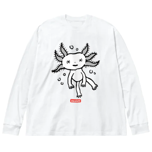 おとぼけ顔のウパさん_モノクロver ビッグシルエットロングスリーブTシャツ