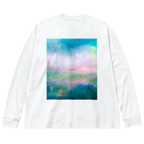 油絵風の癒しデザイン(ターコイズブルー) Big Long Sleeve T-Shirt