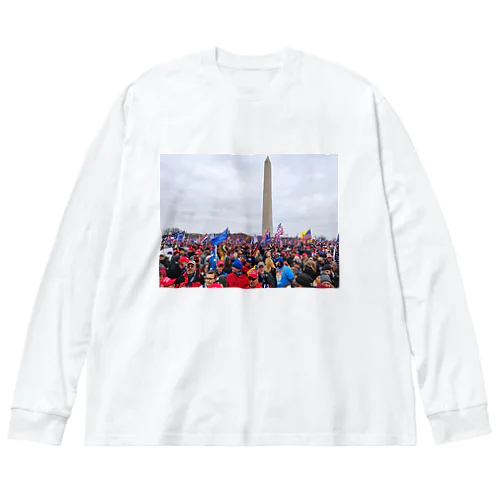 ワシントン歴史上最大イベント 大統領公園オベリスク ビッグシルエットロングスリーブTシャツ