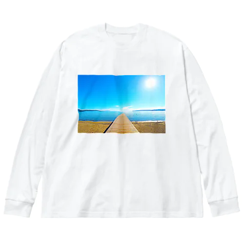 佐渡島・佐和田海岸の桟橋 ビッグシルエットロングスリーブTシャツ