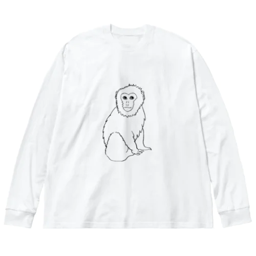 キラキラおメメのおサル君（黒い線画） Big Long Sleeve T-Shirt