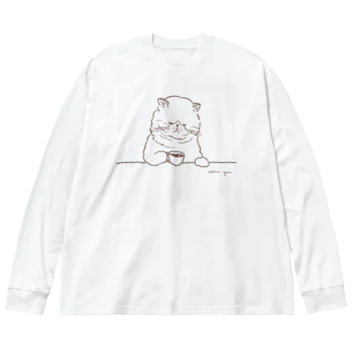 猫と珈琲（印刷インクカラー：ココアブラウン） Big Long Sleeve T-Shirt