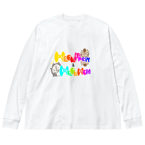 お悟り猫姉妹【ロゴ】 ビッグシルエットロングスリーブTシャツ