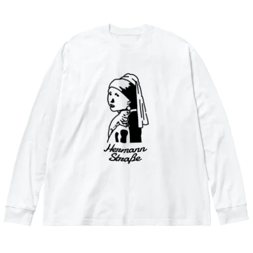 イラスト絵画：フェルメールとフトアゴヒゲトカゲ Big Long Sleeve T-Shirt