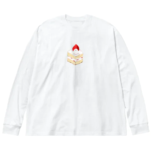 シマエナガ ショートケーキ たぶん ビッグシルエットロングスリーブTシャツ