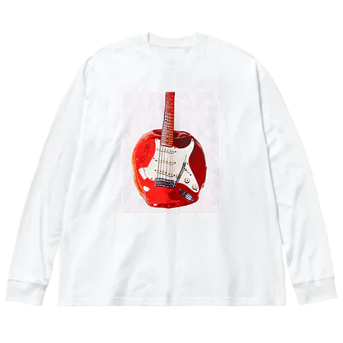 りんご飴 ギター　キャンディーアップルレッド ギター ビッグシルエットロングスリーブTシャツ