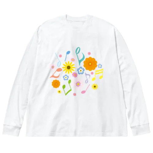 きれいな花と音符 Big Long Sleeve T-Shirt