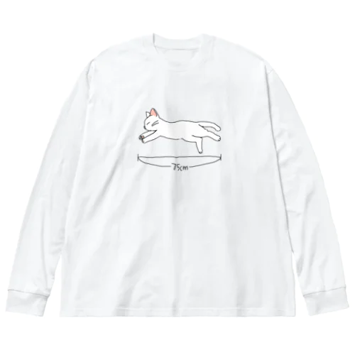 のびのび白ねこ ビッグシルエットロングスリーブTシャツ