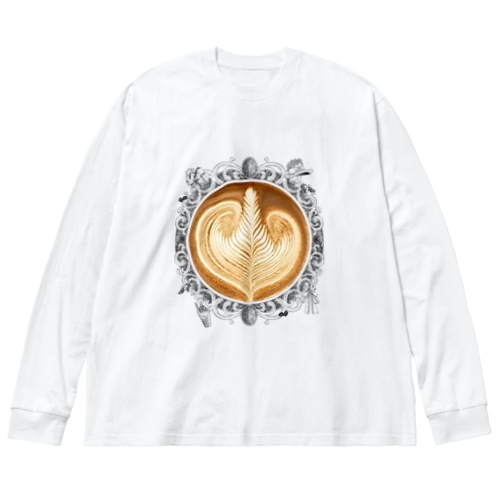 【Lady's sweet coffee】ラテアート エレガンスリーフ / With accessories Big Long Sleeve T-Shirt