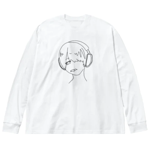 ペン描きベッドホンくん ビッグシルエットロングスリーブTシャツ