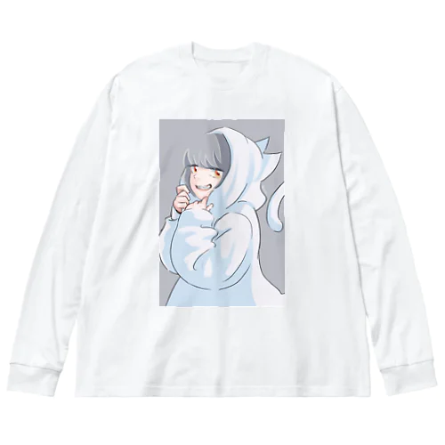 猫フードGirl ビッグシルエットロングスリーブTシャツ