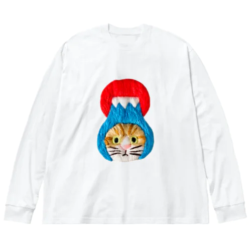 かぶる猫[富士山(初日の出)ver.](茶白猫) Big Long Sleeve T-Shirt