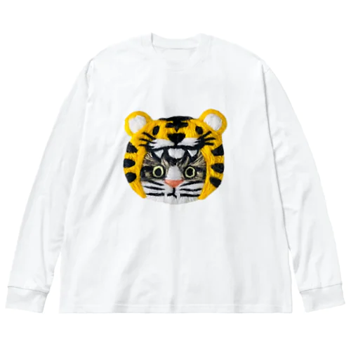 かぶる猫[虎ver.](キジ白猫) Big Long Sleeve T-Shirt