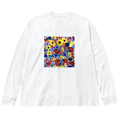 綺麗な花柄 ビッグシルエットロングスリーブTシャツ