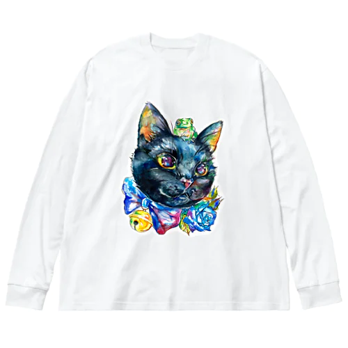 蛙と猫 ビッグシルエットロングスリーブTシャツ