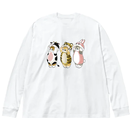 被り物にゃん ビッグシルエットロングスリーブTシャツ