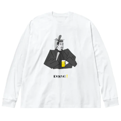 偉人 × BEER（源頼朝）黒線画 ビッグシルエットロングスリーブTシャツ